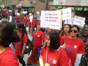 women and girls particiapting peace rally
