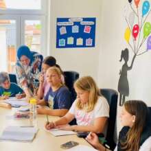 Young people attending a Turkish class