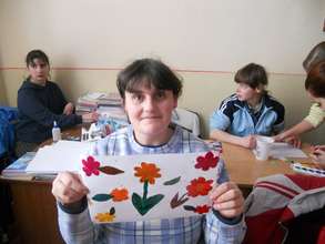 Luba with her drawings