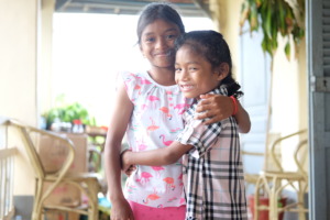 Sreynay with her older sister in 2016