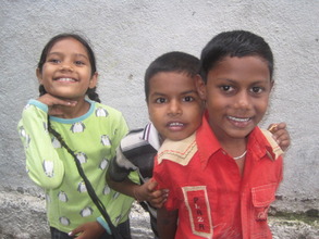 Arjun and his new friends at the Education Centre