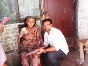 with a camp resident