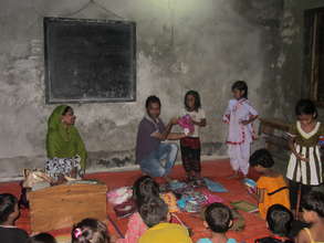 Eid clothes being distributed