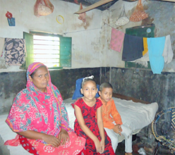 Zahid with his mother and sister at their home