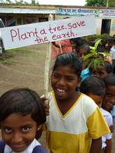 Students parading to announce the tree planting