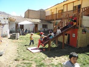 our new stairs, slide and little house all in one
