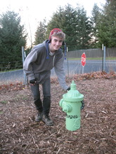 Eagle Scout Ryan with new hydrant at Ross Dog Park