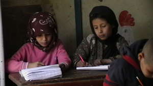 Girls studying
