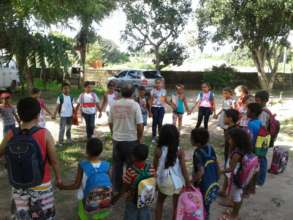 children at the partner school