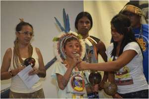 Indigenous Youth speaking at event