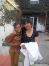 Jessica's mom and sister at our new school.