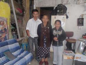 With her son and daughter at home