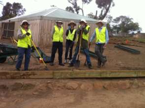 Volunteers repairing 'boardwalk' at Bonorong