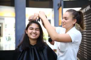 Michelle showing her solidarity with the children