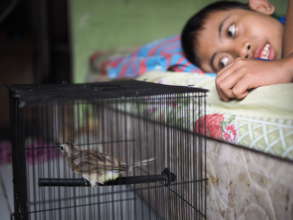 His beloved bird, adding smile & hope to his days