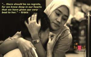 A Rachel House nurse comforting a patient's mother