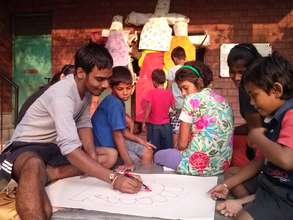 Anita engrossed in our alumni's art workshop