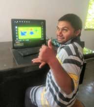 Differntly Abled youth learning computer