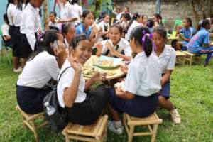 International Women's Day, girls enjoying lunch