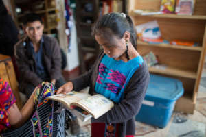 Library user engaged in her studies