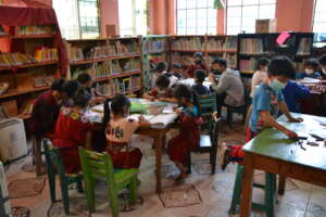 Library members enjoying a day in the library