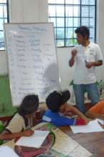 Antonio giving an English lesson