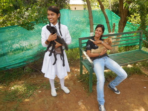 An puppy loving student