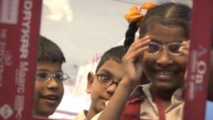 Selecting new glasses the same day.