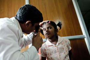 Aravind gives free vision tests to school kids.