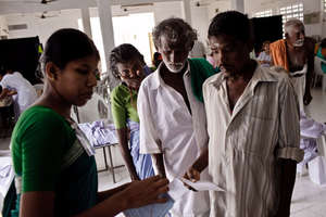 Registration at one of Aravind's 2600 Eye Camps