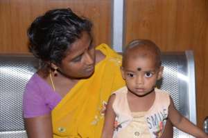 Chella and her mother after treatment at Aravind.