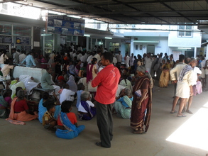 The waiting area outside the free clinic