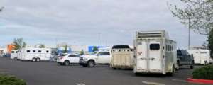 SEO volunteer trailers cued up at the staging area