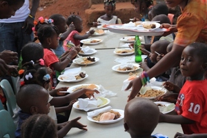 Children eating at party