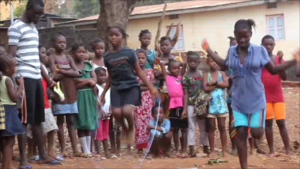 Girls skipping jump rope competition