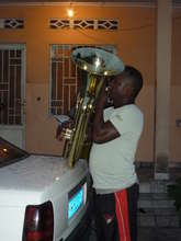 Practising the tuba