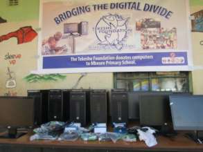 Donating computers to Mbeure Primary School