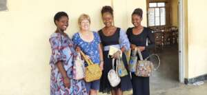 School matrons with locally produced dignity bags