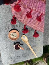 Photoshoot for new throw blankets with cochineal