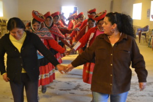 Martha and Mercedes lead workshop with weavers