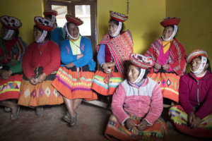 The women of Huilloc attend a media workshop.
