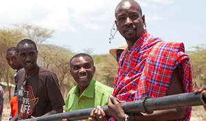 Sabore with Maasai villagers