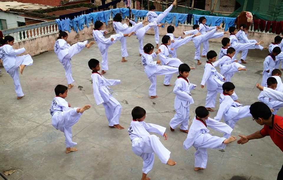 Practicing tekwando...