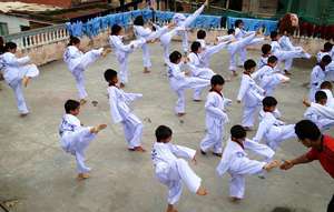 Practicing tekwando...