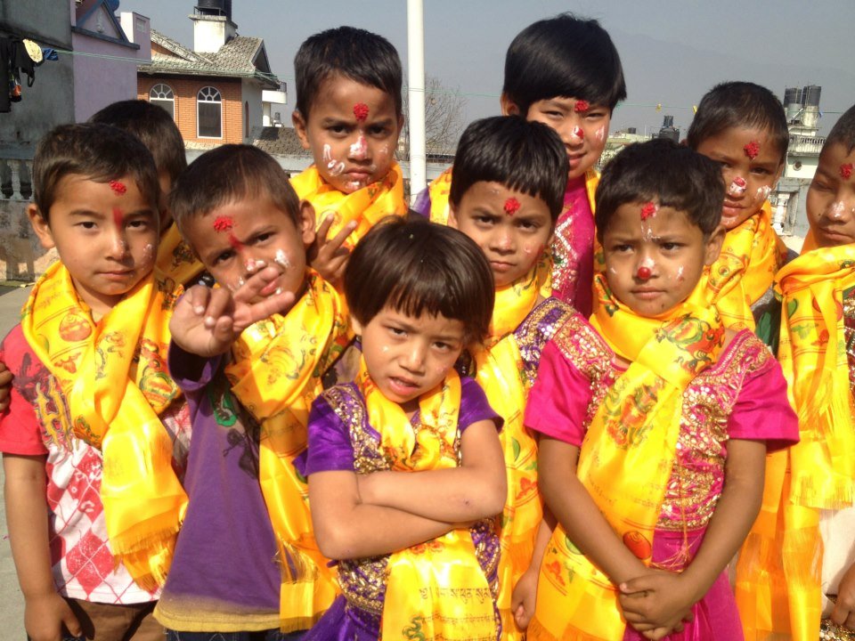Birthday kids with traditional scarf...