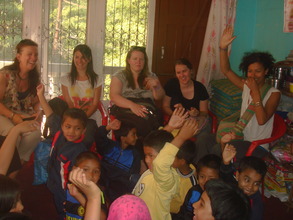 Children happy with the visitors