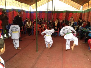Kids performing Taekwando
