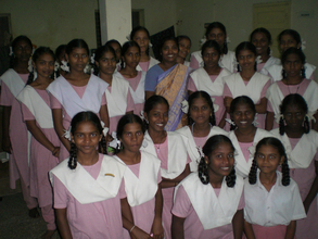 Photo - Sr. Backiam and the girls of her hostel