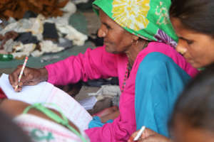 Factory worker learning to write and read