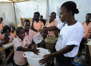 Hand washing lessons at a local school.